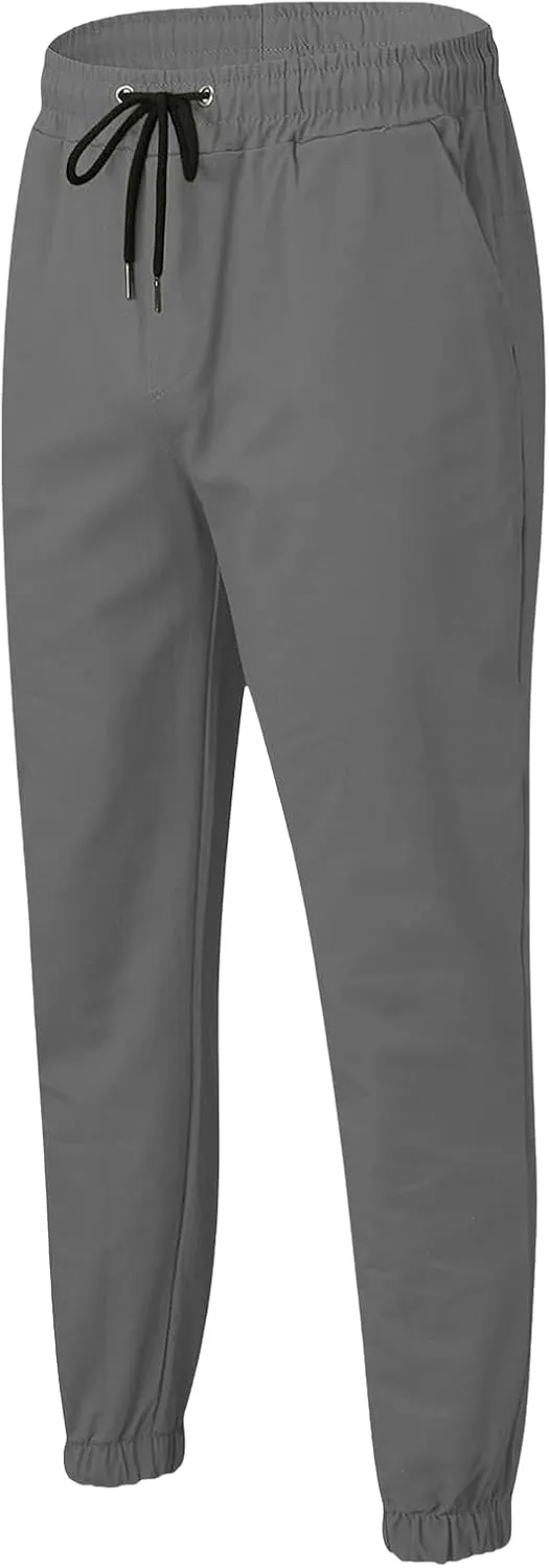 Men's Chino Cargo Pants Hiking Twill Drawstring Pant Solid Color Jogging Sweatpants Slim Fit Simple Fitness Sweatpant