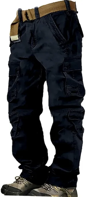Men's Cotton Casual Pant Mens Casual Waist Color Sports Hat Multi Woven Pocket Foot Rope Solid Pants Outdoor Apparel