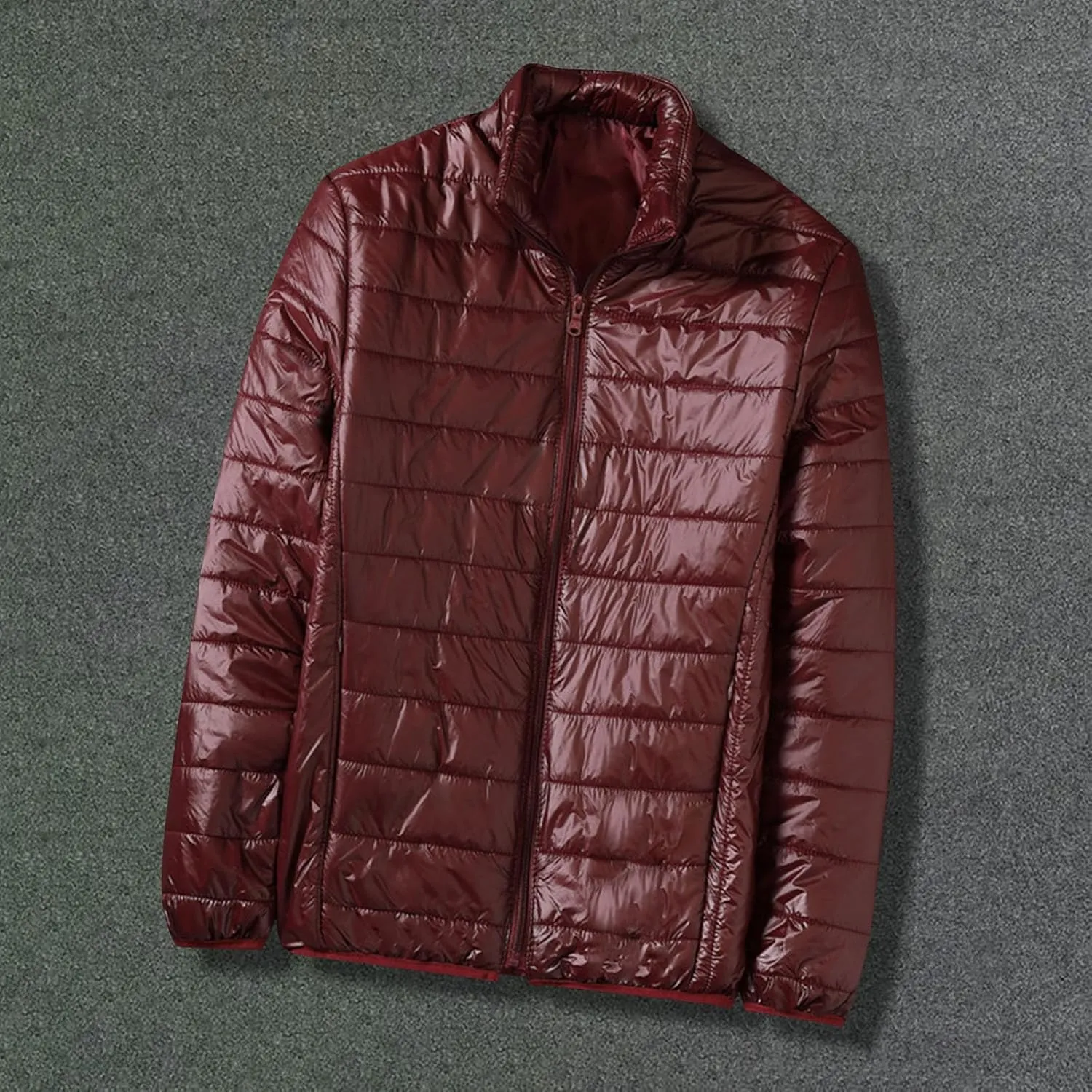 Men's Down Jacket Winter Warm Zipper Stand Collar Cardigan Casual Pocket Long Sleeves Cotton Padded Jackets Coat