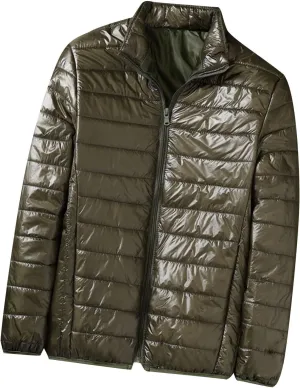 Men's Down Jacket Winter Warm Zipper Stand Collar Cardigan Casual Pocket Long Sleeves Cotton Padded Jackets Coat