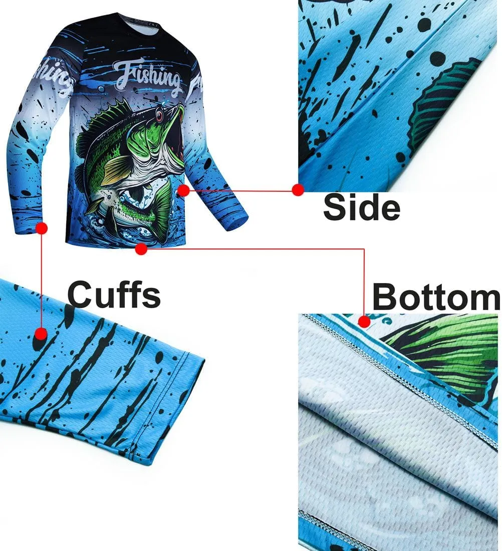 Mens Fishing Shirt Long Sleeve, Fishing Jerseys Fish Tshirts - Breathable, Cooling, Light-Weight