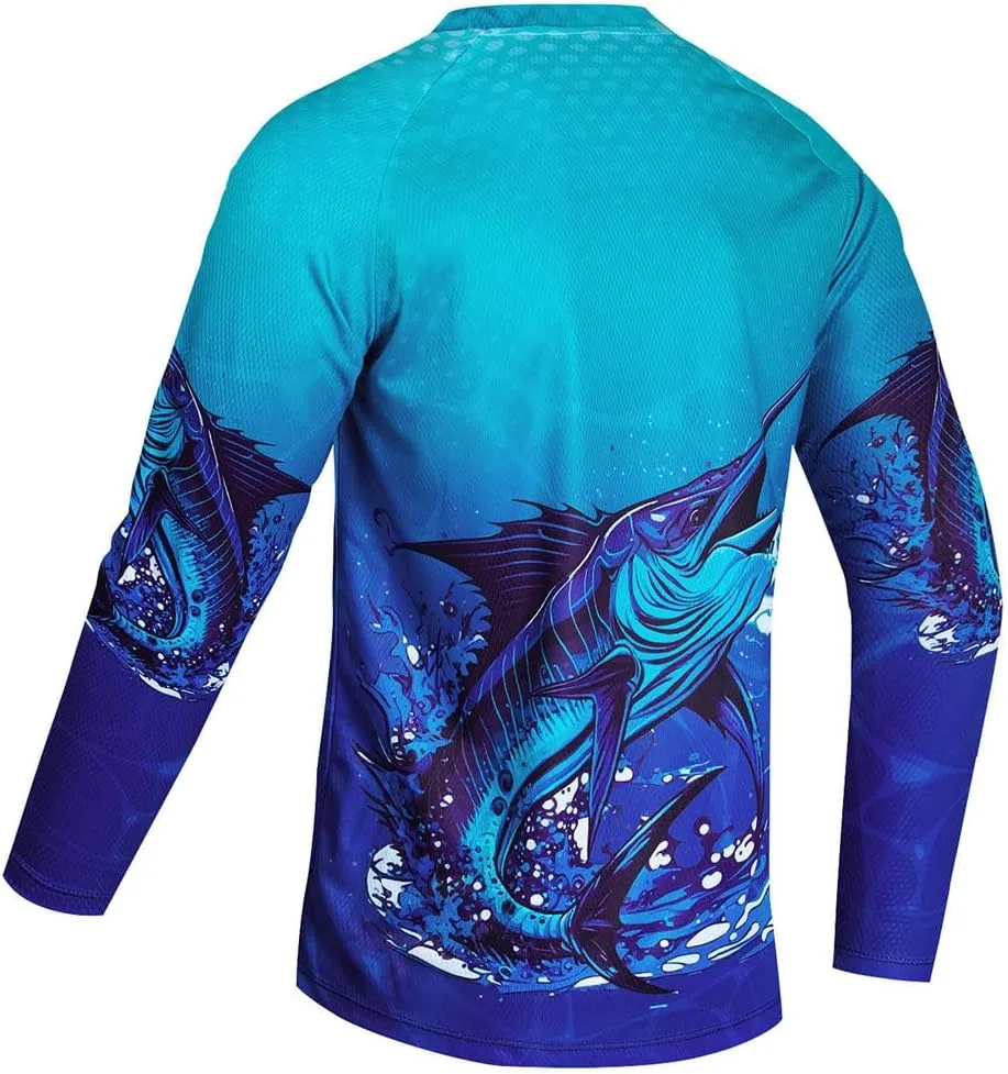 Mens Fishing Shirt Long Sleeve, Fishing Jerseys Fish Tshirts - Breathable, Cooling, Light-Weight