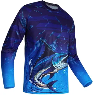 Mens Fishing Shirt Long Sleeve, Fishing Jerseys Fish Tshirts - Breathable, Cooling, Light-Weight