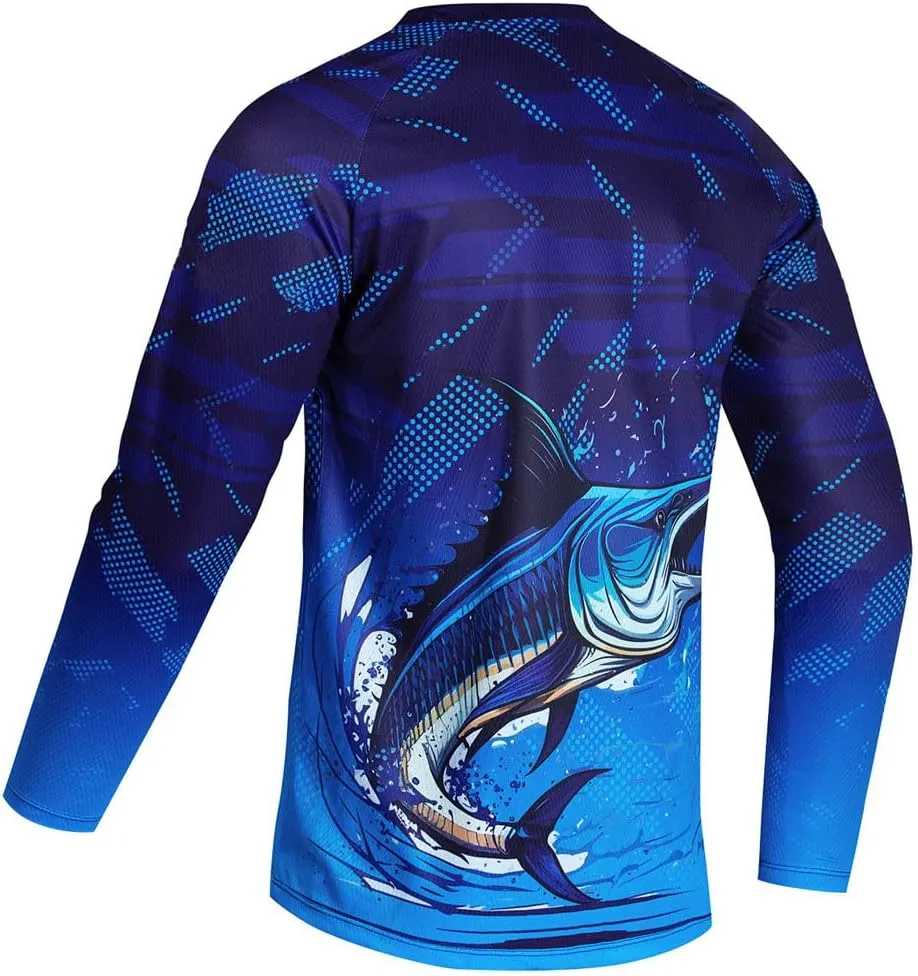 Mens Fishing Shirt Long Sleeve, Fishing Jerseys Fish Tshirts - Breathable, Cooling, Light-Weight