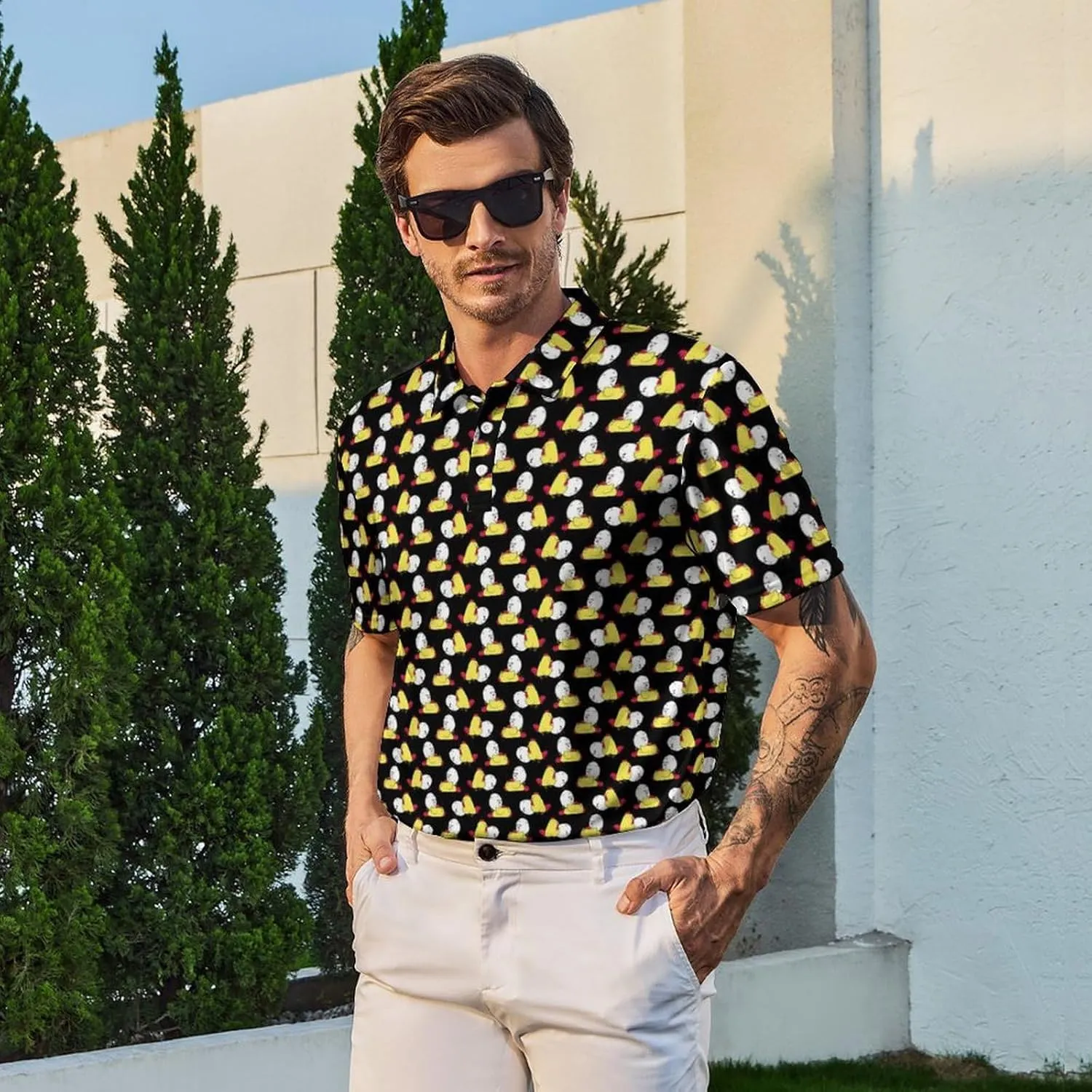 Men's Funny Polo Shirts Short Sleeve Golf Shirt for Men Quick-Dry Golf Polo Shirt Moisture Wicking Activewear Polos