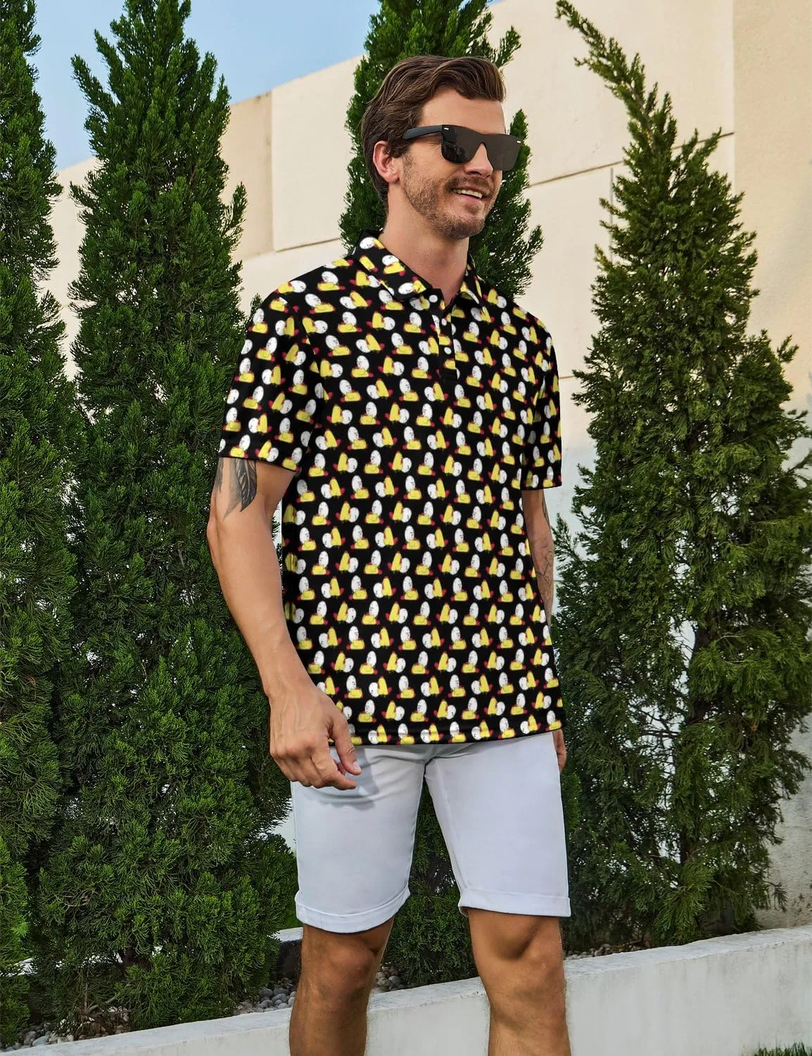 Men's Funny Polo Shirts Short Sleeve Golf Shirt for Men Quick-Dry Golf Polo Shirt Moisture Wicking Activewear Polos