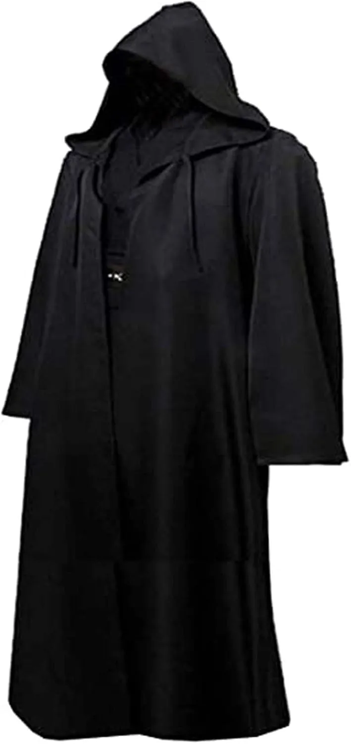 Men's Halloween Hooded Cloak Full Length Cape Costume Fashion Casual Party Stage Retro Gothic Solid Cosplay Tops