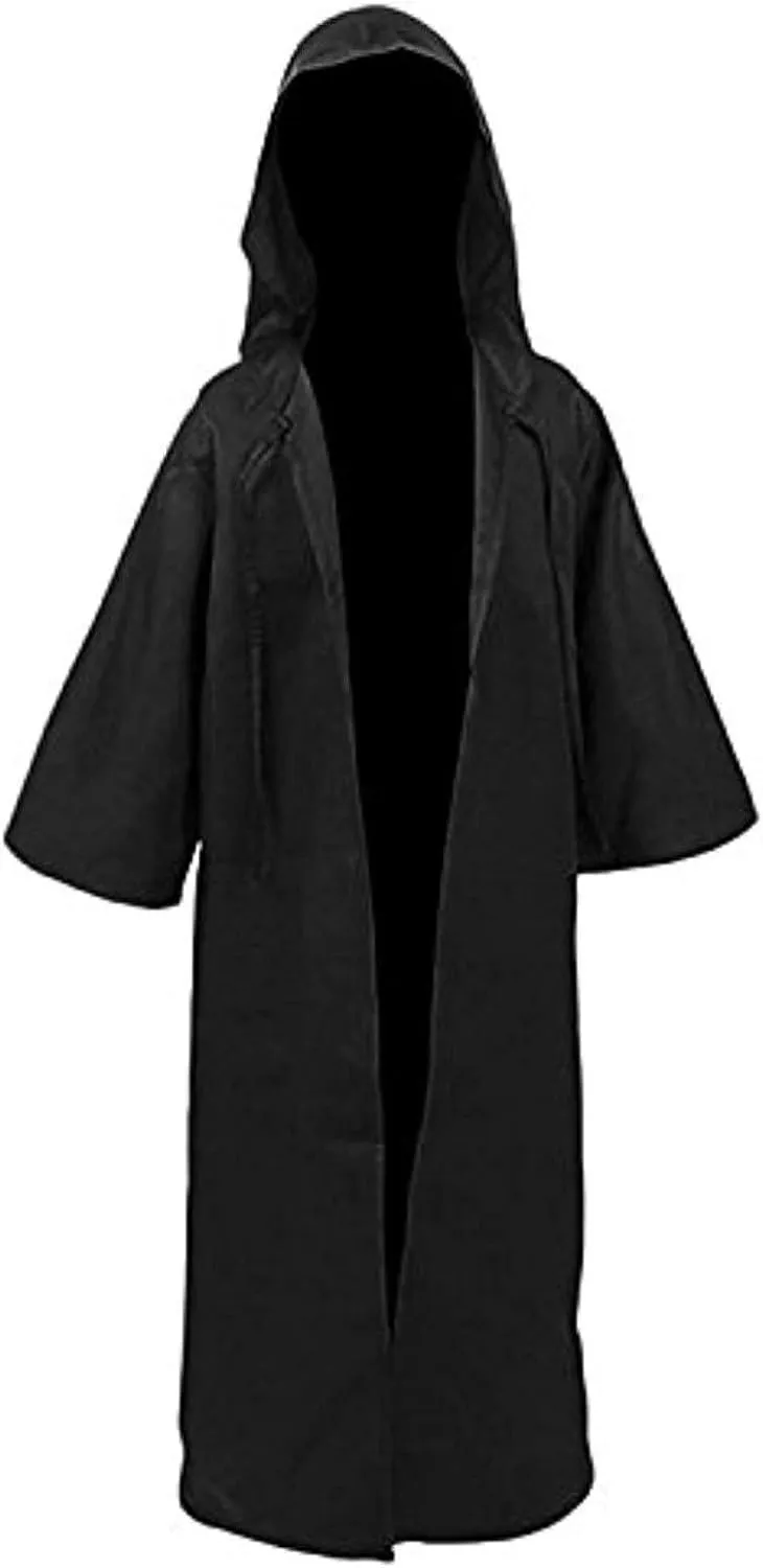 Men's Halloween Hooded Cloak Full Length Cape Costume Fashion Casual Party Stage Retro Gothic Solid Cosplay Tops