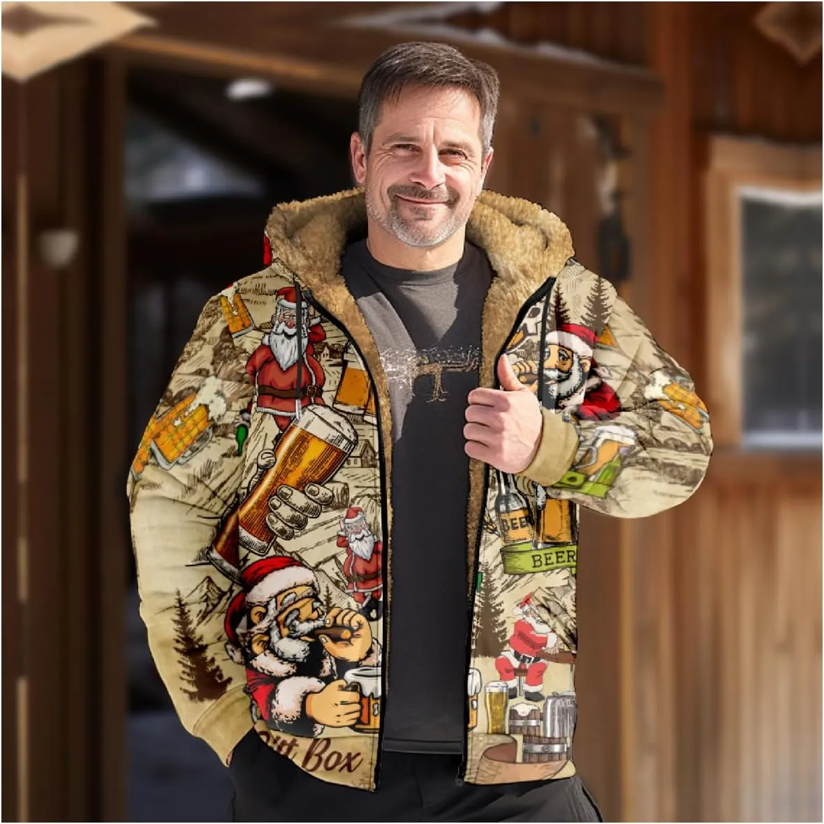 Men's Heavyweight Hoodie Full Zip Up Hooded Coat Warm Sherpa-Lined Flannel Big and Tall Plus Jacket with Pocket