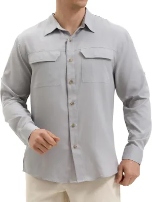Mens Long Sleeve Sun UV Protection Shirt Cooling Quick Dry Fishing Shirts for Travel Outdoor Camping Hiking UPF 50 