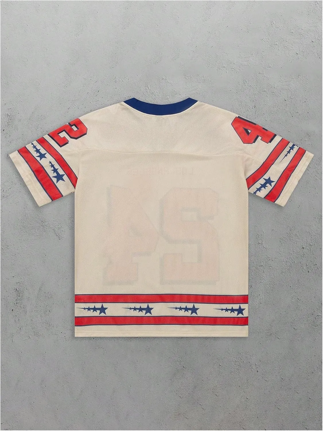 Men's Number Graphic Short Sleeve Jersey Shirts Oversized Y2K Star V Neck Colorblock Tee Shirt Top