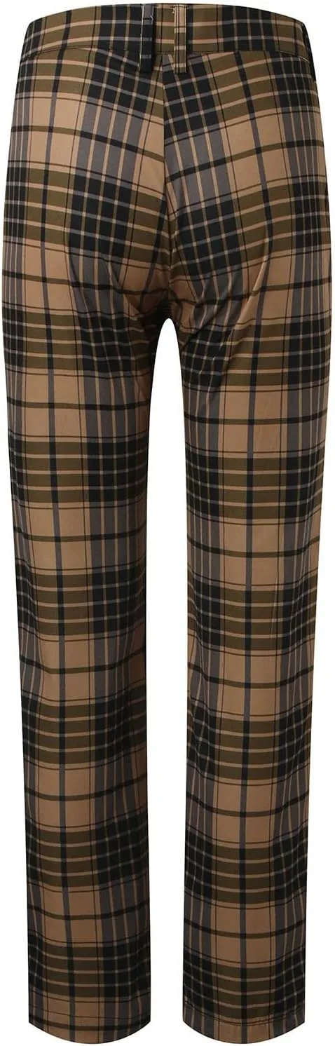 Men's Plaid Dress Pants Skinny Slim Fit Tapered Pants Stretch Chino Pants Checked Office Prom Trousers with Pockets