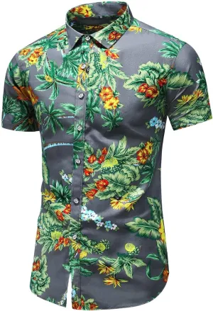 Men's Printed Beach Hawaiian Button-Down Slim fit Dress Shirt
