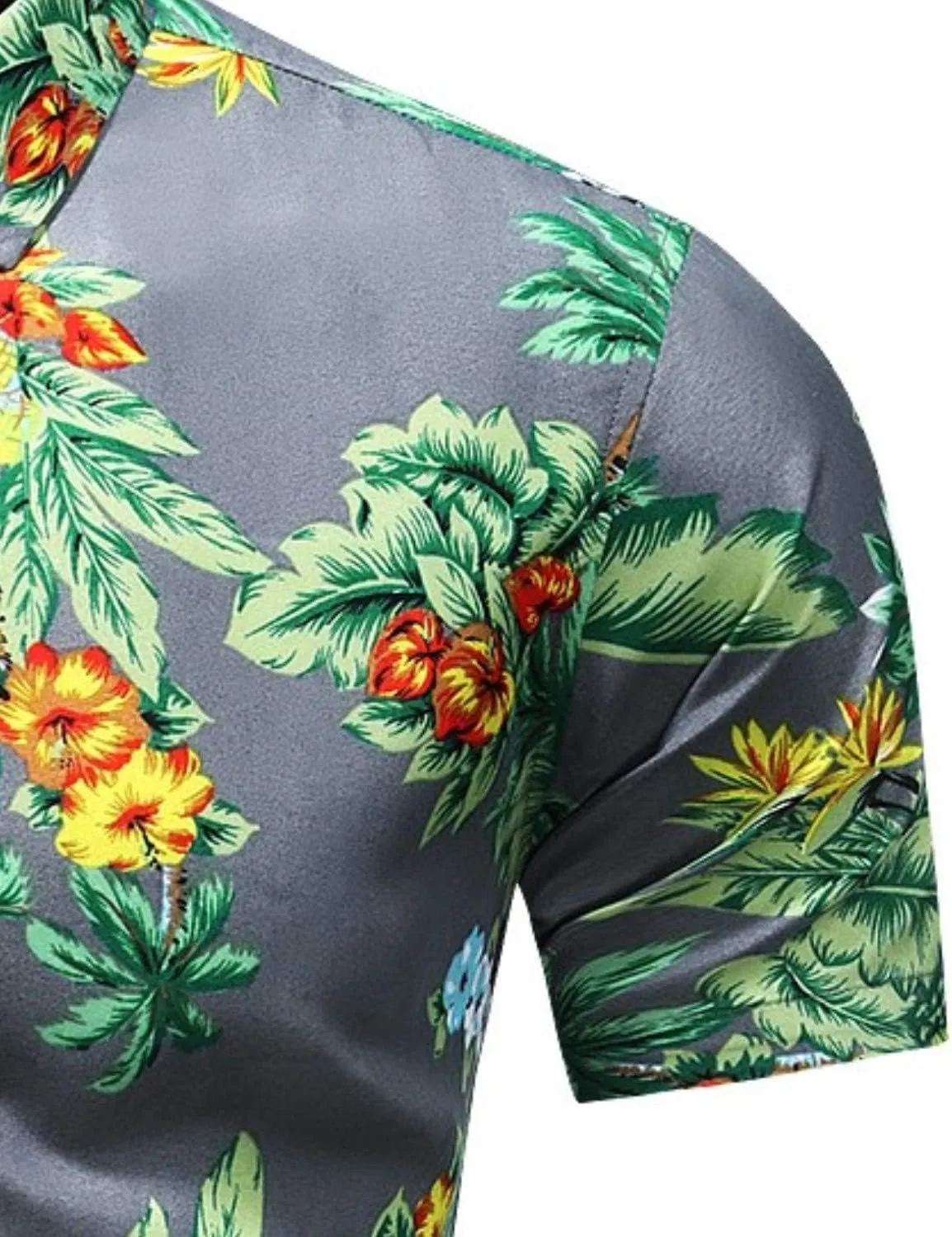 Men's Printed Beach Hawaiian Button-Down Slim fit Dress Shirt