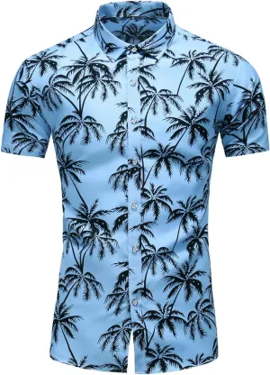 Men's Printed Beach Hawaiian Button-Down Slim fit Dress Shirt