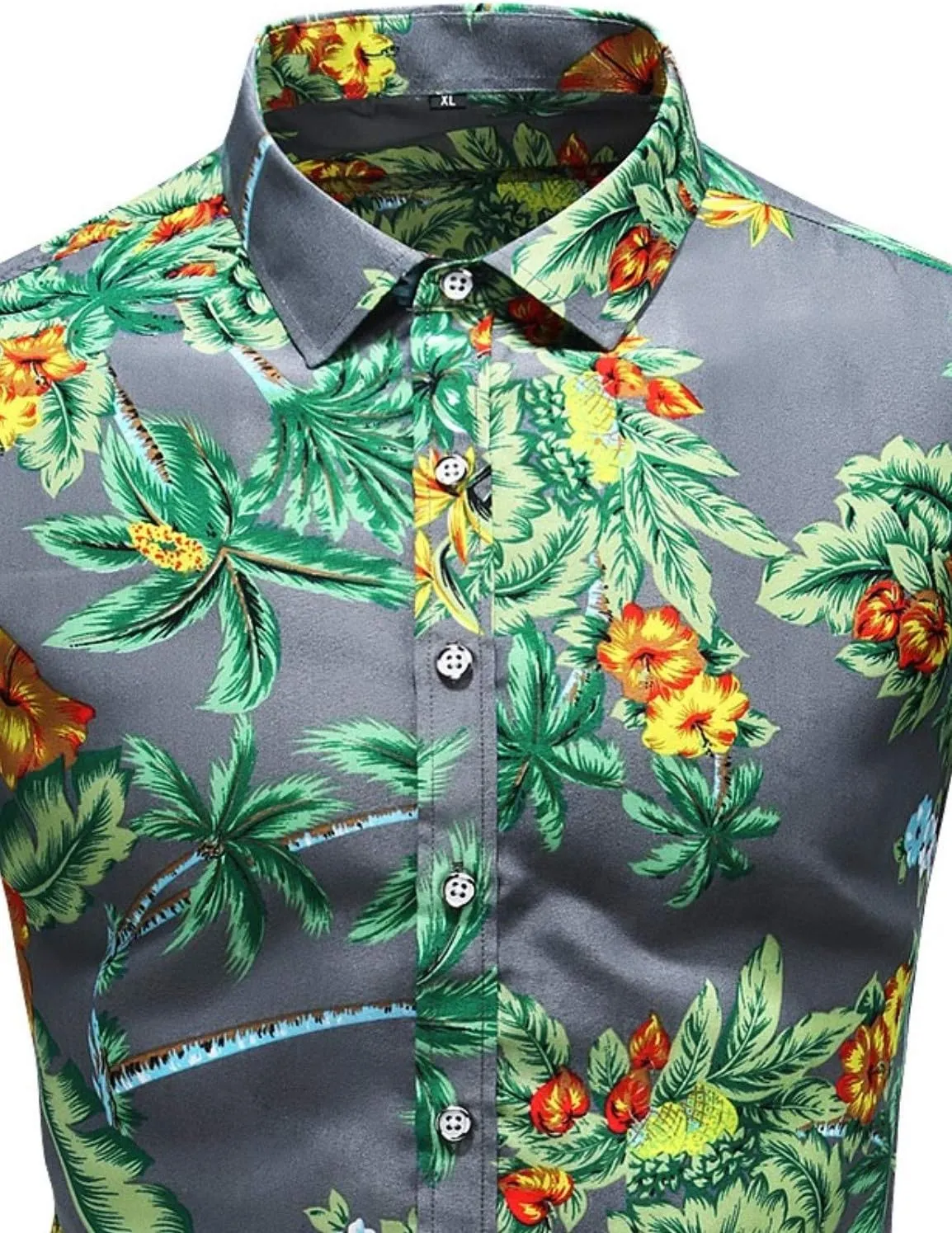 Men's Printed Beach Hawaiian Button-Down Slim fit Dress Shirt