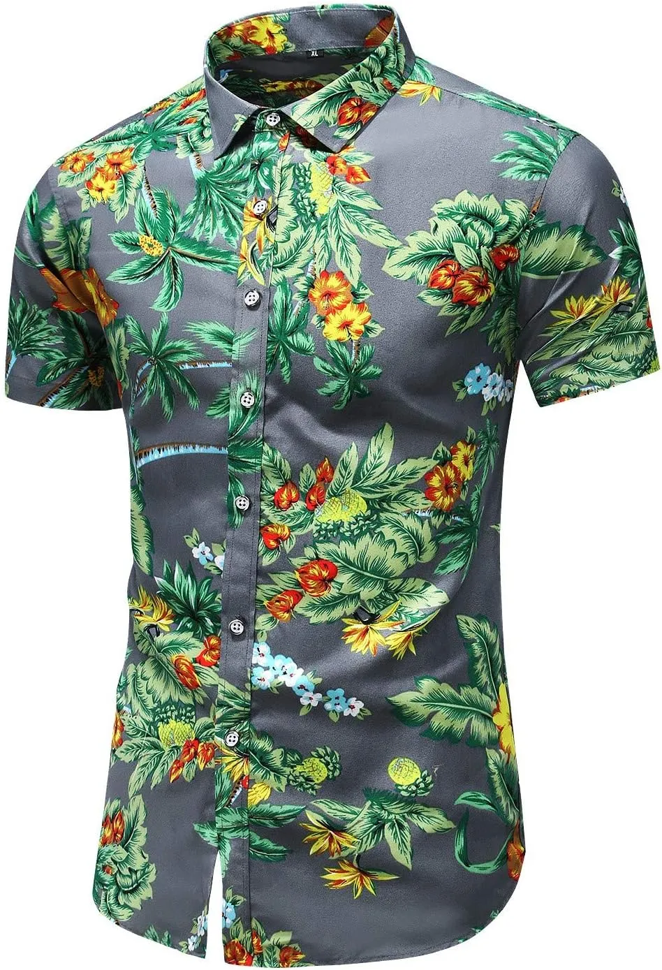 Men's Printed Beach Hawaiian Button-Down Slim fit Dress Shirt