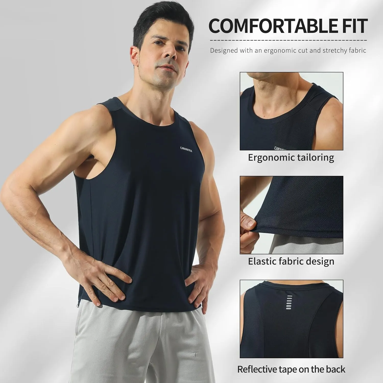 Men's Quick Dry Workout Tank Tops Bodybuilding Sleeveless Tee Fitness Gym Muscle Shirts for Active Men