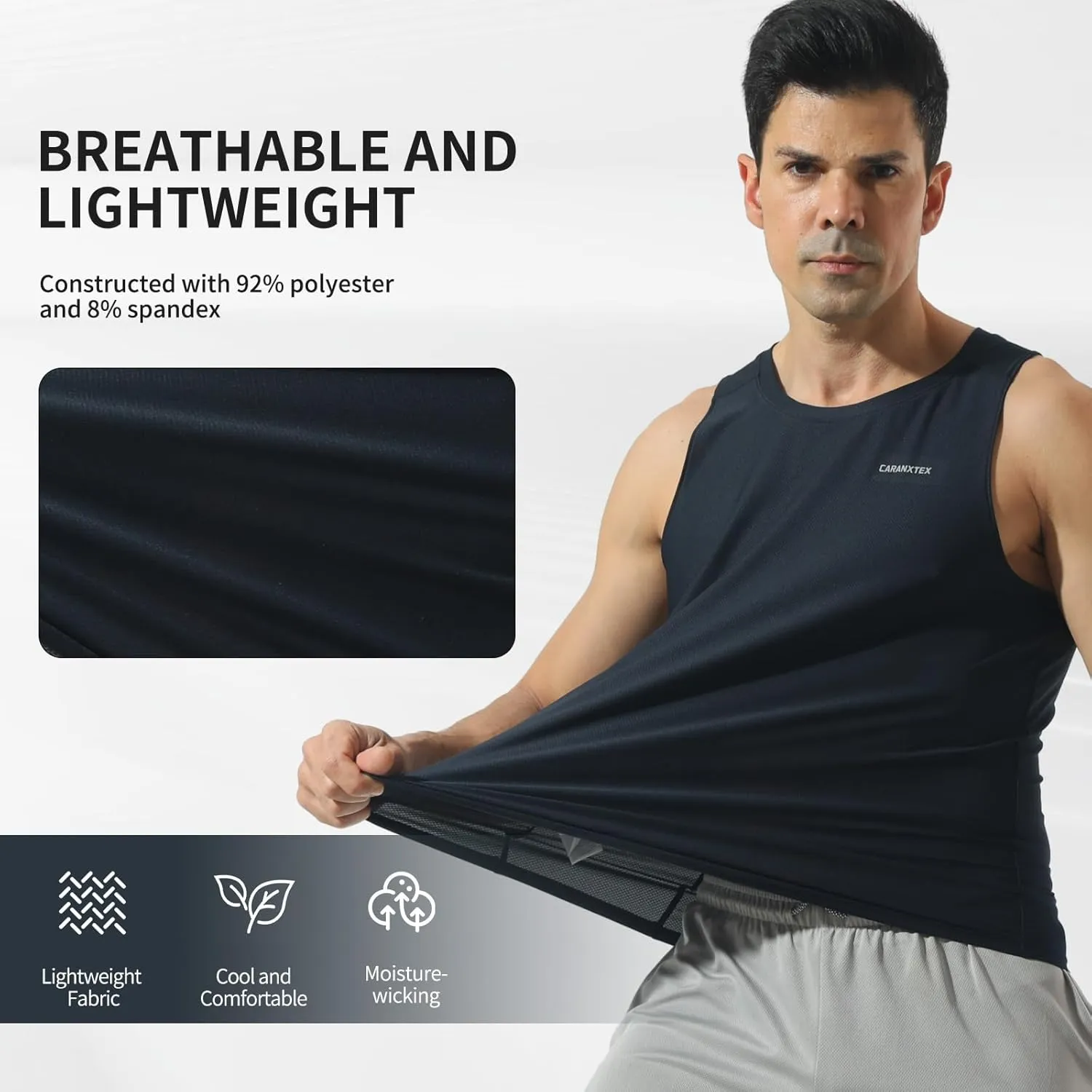 Men's Quick Dry Workout Tank Tops Bodybuilding Sleeveless Tee Fitness Gym Muscle Shirts for Active Men