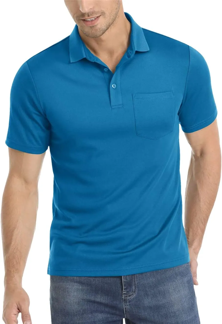 Mens Summer Quick Dry T-Shirts Sport Hiking Tee Shirts Casual Polos Shirt Work Tops with Pocket
