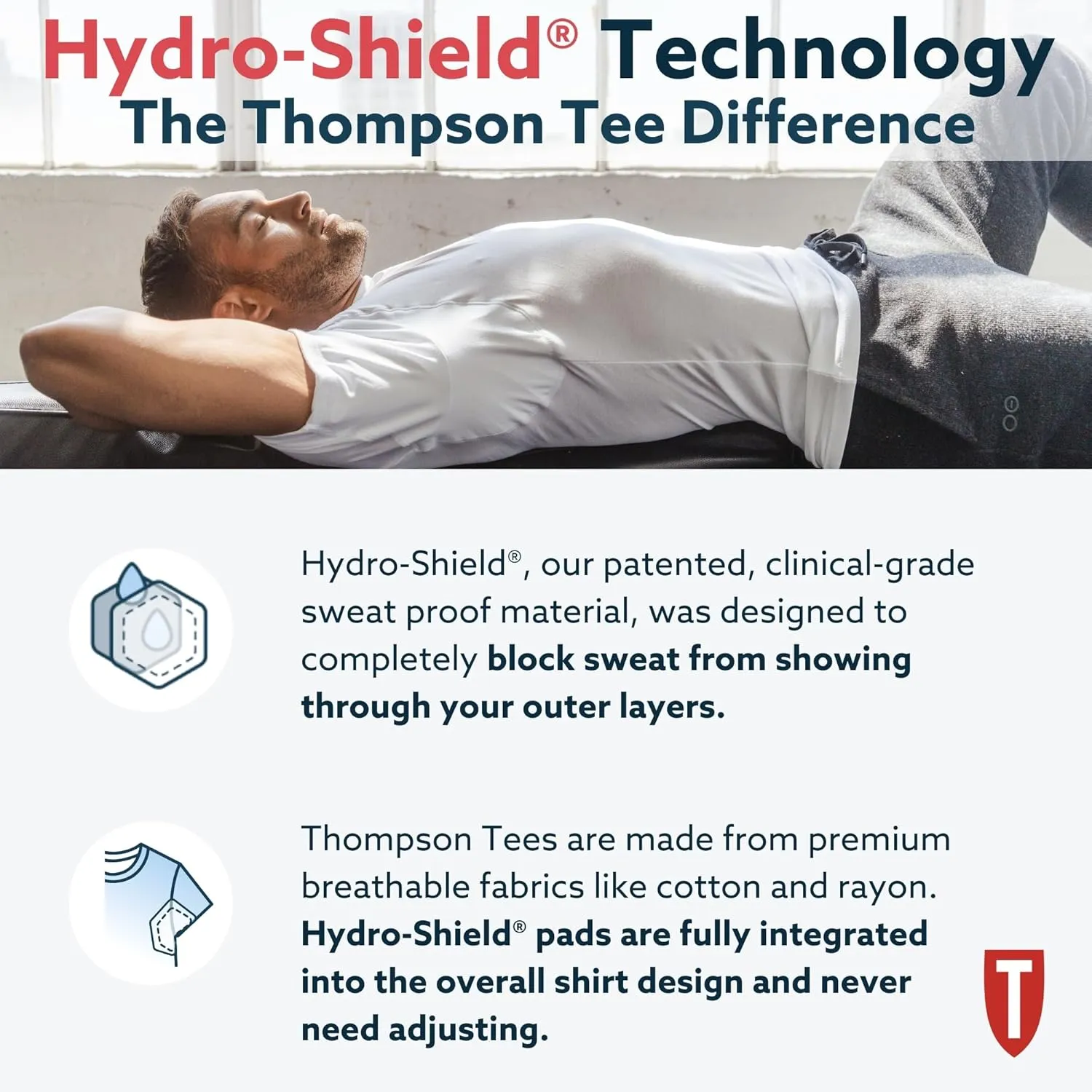 Men's Sweatproof Undershirt | Cotton V Neck | Original Fit | with Sweat Pads