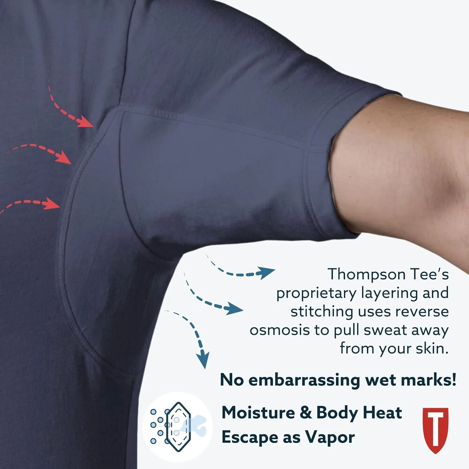 Men's Sweatproof Undershirt | Cotton V Neck | Original Fit | with Sweat Pads