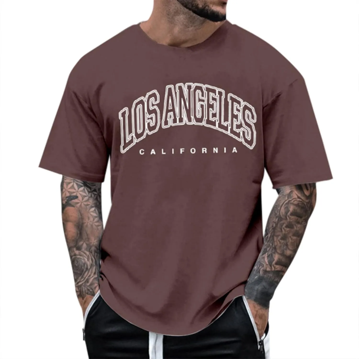 Men's T Shirt Printed Short Sleeve O Neck Outdoor Workout Regular Fit Tees True Comfort Fashion Tops