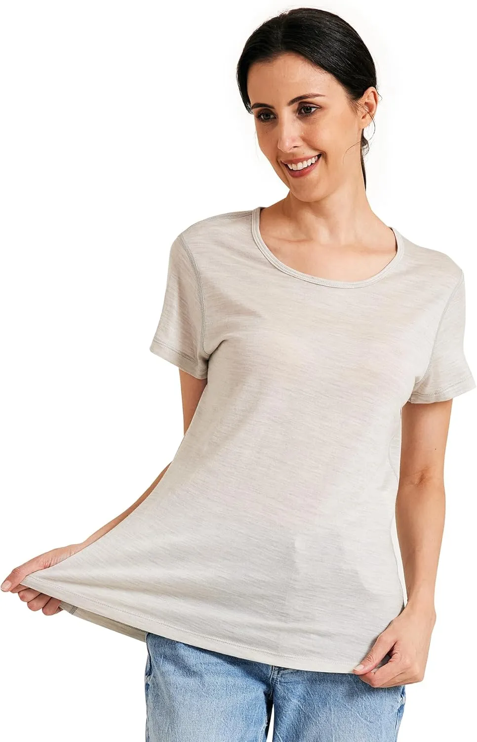 METARINO 100% Merino Wool T-Shirt Women,Short Sleeve Lightweight Crew Neck Base Layer Tee Shirt for Travel,Hiking