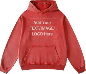 MGL&QQJ Custom Mens Hoodie Vintage Casual Streetwear Overasized Hoodies Unisex Pullover Acid Wash Hooded Sweatshirt D0211