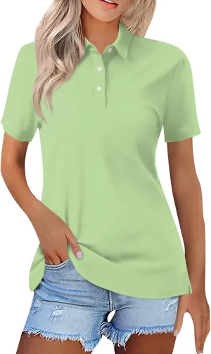 midelxp Golf Polo Shirts for Women Summer Quick Dry Short Sleeve Button Down Shirt Lightweight Dressy Casual Work Tops 2024