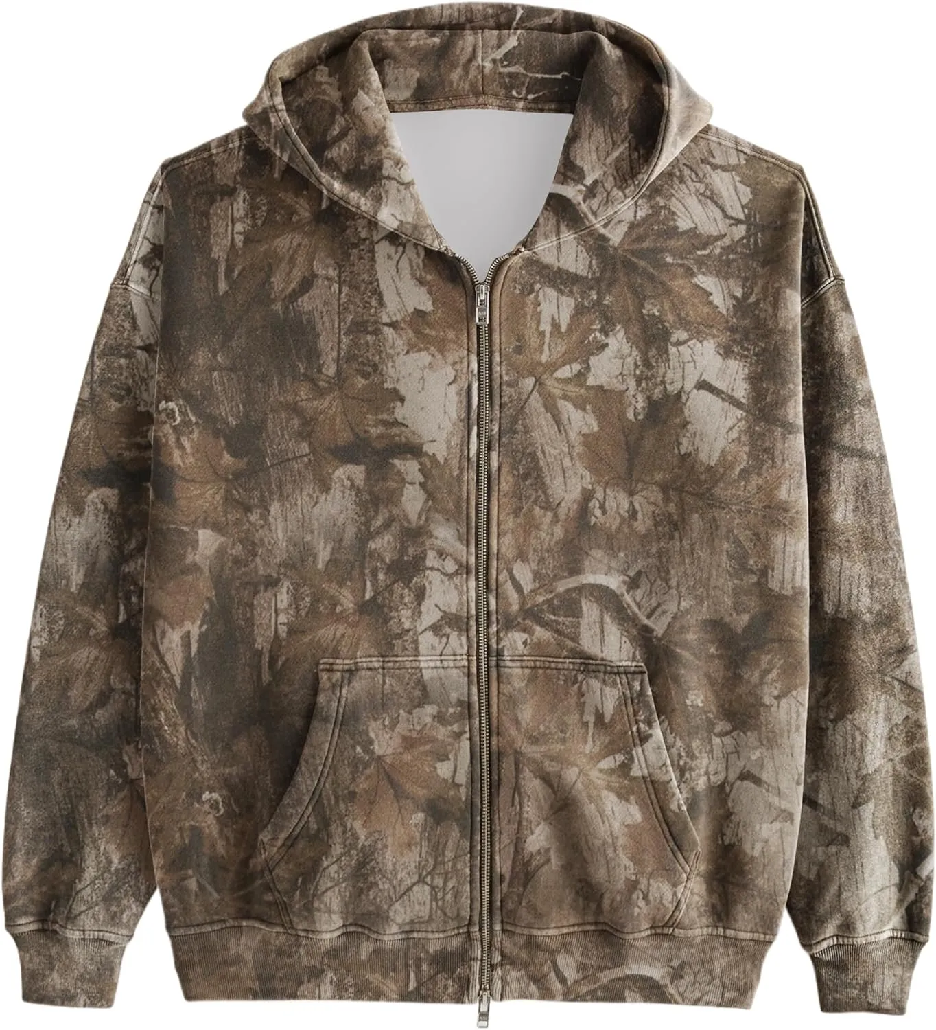 MISSACTIVER Camo Zip Up Hoodie Women Men Maple Leaf Print Fleece Oversized Hooded Sweatshirt Long Sleeve Jackets