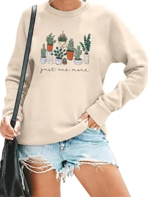 MNLYBABY Just One More Plant Sweatshirt - Women's Gardening Pullover Shirt - Plant Lover Gifts - Long Sleeve Tops
