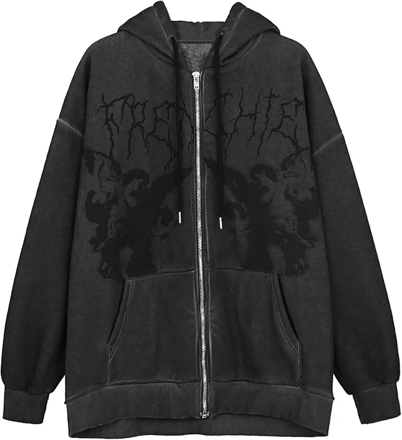 Mtsebmves Women's Zip Up Hoodie Sweatshirt Long Sleeve Oversized Casual 90S Y2K E-Girl Streetwear Grunge Jacket with Pocket