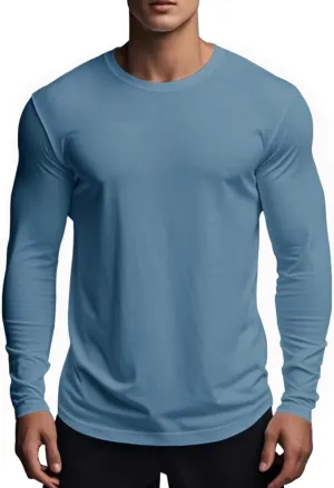 Muscle Killer Men's Gym Workout Long Sleeve T Shirt Lightweight Dry Fit Moisture Wicking Active Shirts Running Fitness Tee