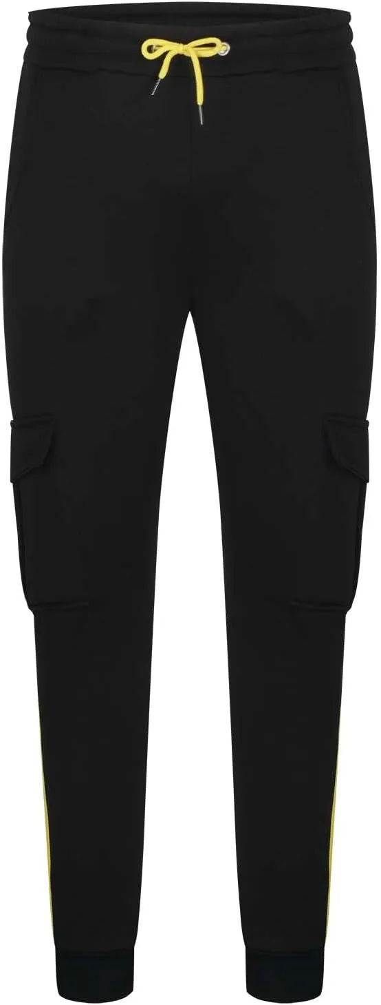 Muscularfit Black Joggers Men Slim Fit Drawstring Elastic Waist Cargo Pants Multi Pockets Causal Slacks Tapered Sweatpants