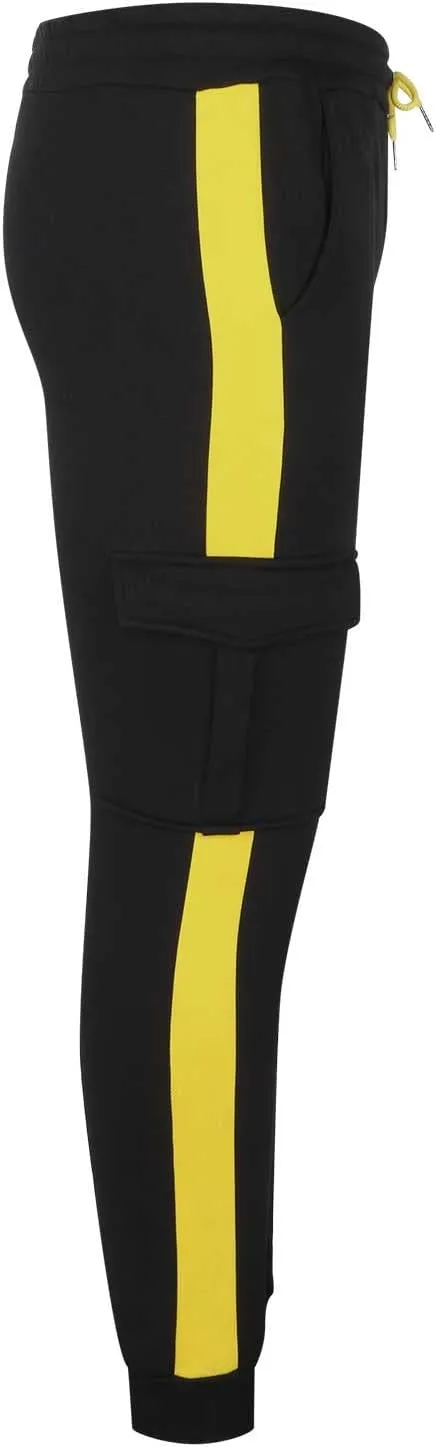 Muscularfit Black Joggers Men Slim Fit Drawstring Elastic Waist Cargo Pants Multi Pockets Causal Slacks Tapered Sweatpants