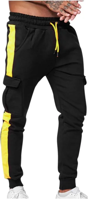 Muscularfit Black Joggers Men Slim Fit Drawstring Elastic Waist Cargo Pants Multi Pockets Causal Slacks Tapered Sweatpants