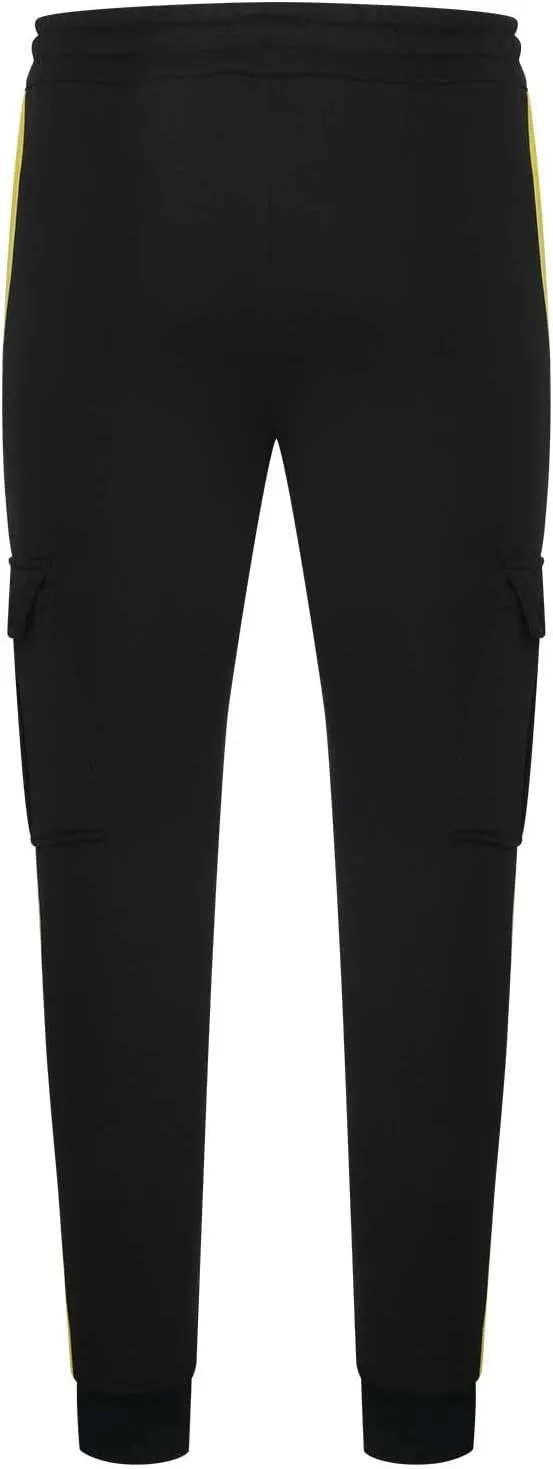 Muscularfit Black Joggers Men Slim Fit Drawstring Elastic Waist Cargo Pants Multi Pockets Causal Slacks Tapered Sweatpants
