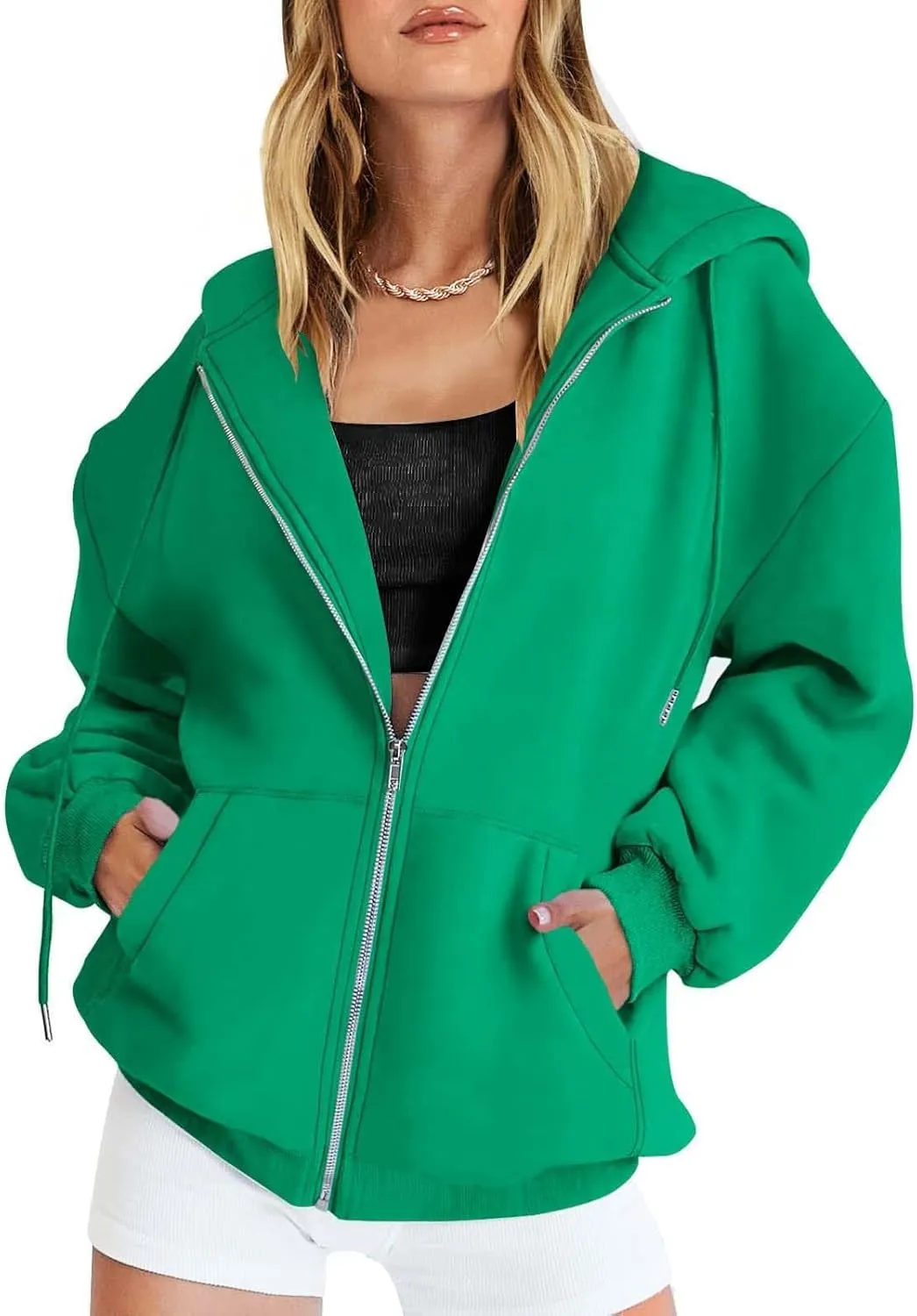 Muyise Women's Oversized Zip Up Hoodie Trendy Fall Outfits Casual Long Sleeve Drawstring Baggy Streetwear with Pockets