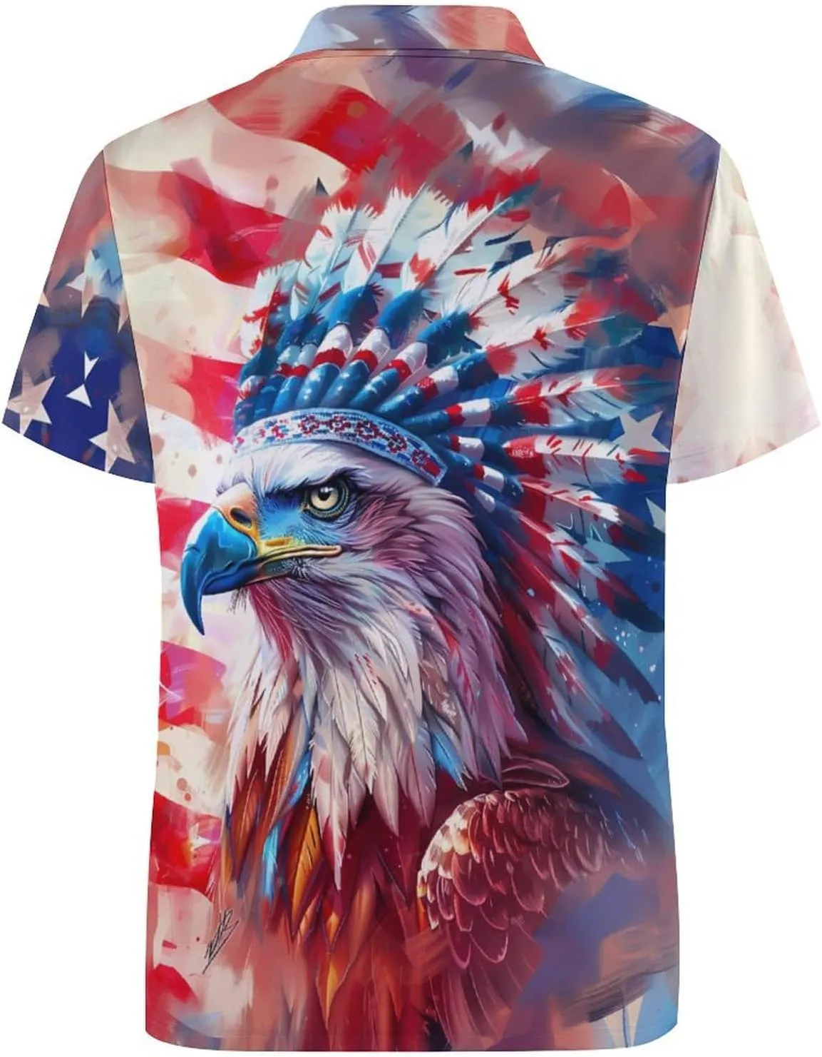 Native U.S.A Eagle Mens Polo Shirts Quick Dry Short Sleeve Golf Slim Fit T Shirt