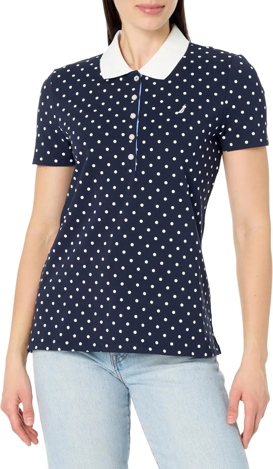 Nautica Women's Short Sleeve Button Placket Polo