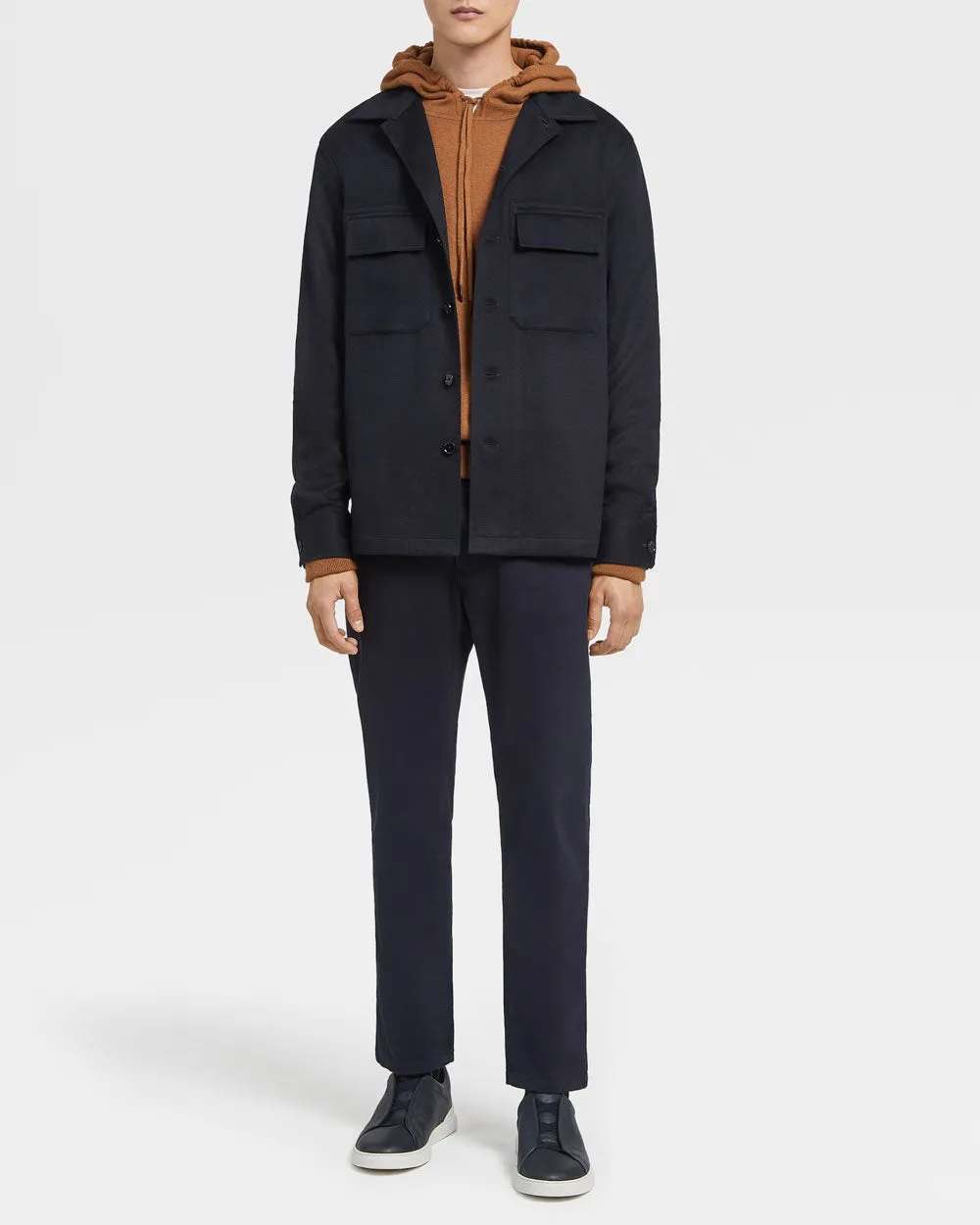 Navy Blue Oasi Cashmere Solid Overshirt
