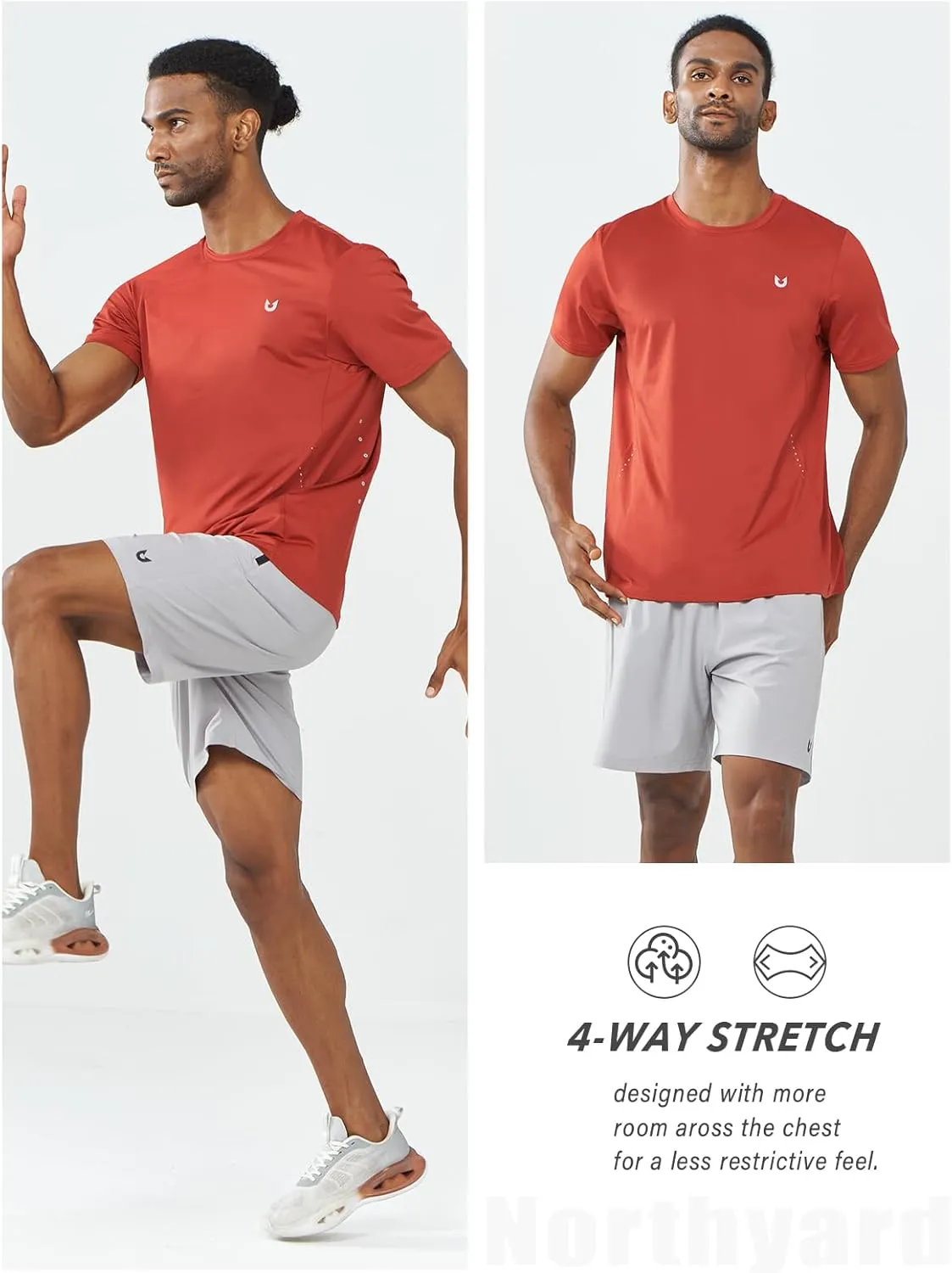 NORTHYARD Men's Athletic Gym T-Shirts,Workout Running Breathable Short-Sleeve Sports Performance Shirts Top Tee