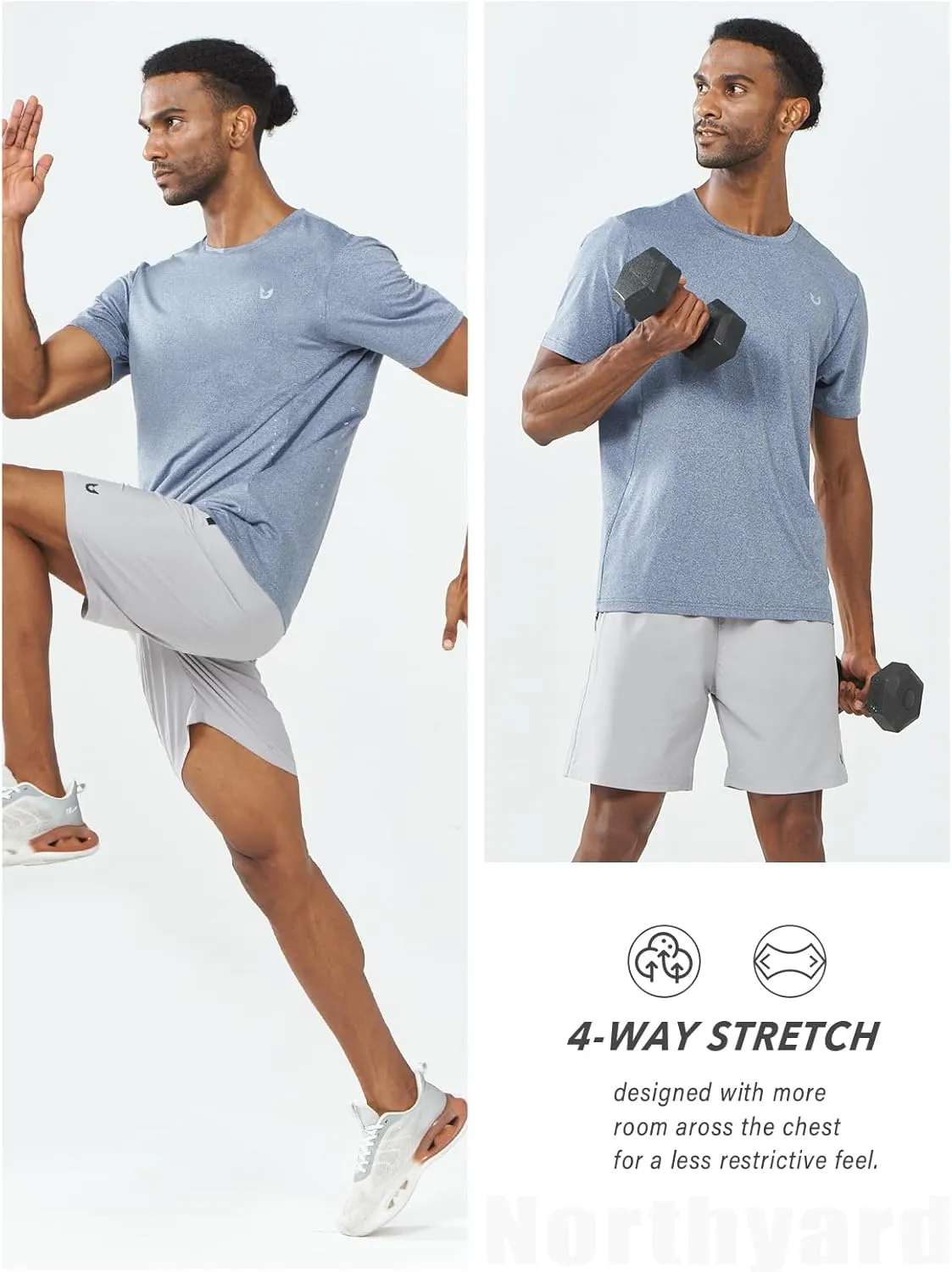 NORTHYARD Men's Athletic Gym T-Shirts,Workout Running Breathable Short-Sleeve Sports Performance Shirts Top Tee