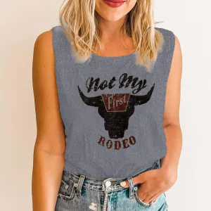 Not My First Rodeo Tank Women Rodeo Shirt Country Shirts Western T Shirt Sleeveless V Neck Ring Hole Cowboy Tank Tops