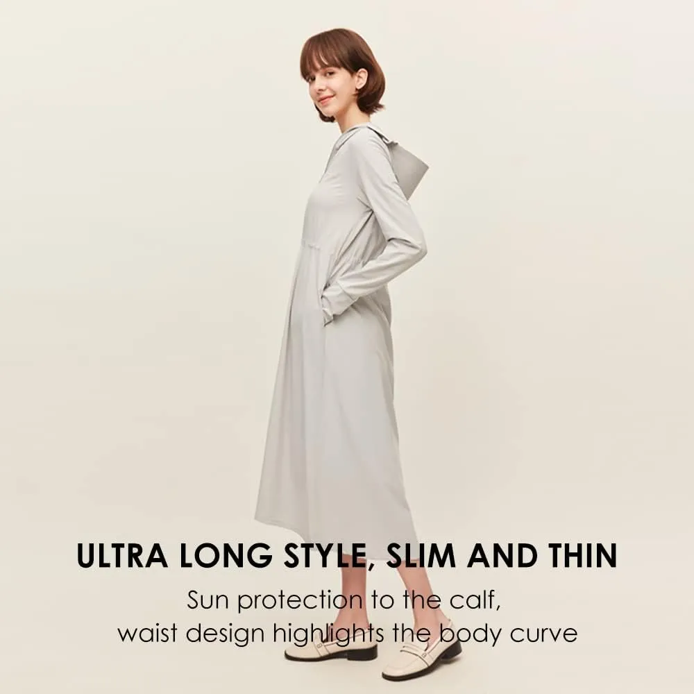 OHRAIN Long Sleeve Sun Skin Coat for Women UPF 50  UV Protection Long Hoodide Full Zip Cooling Trench Outdoor Hiking SLC3M384