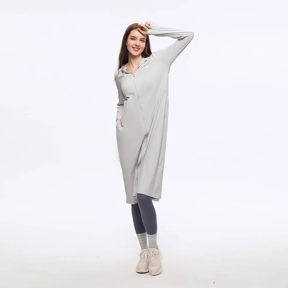 OHRAIN Long Sleeve Sun Skin Coat for Women UPF 50  UV Protection Long Hoodide Full Zip Cooling Trench Outdoor Hiking SLC3M384