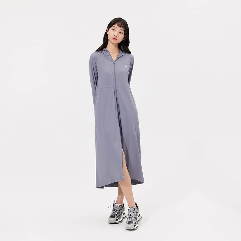 OHRAIN Long Sleeve Sun Skin Coat for Women UPF 50  UV Protection Long Hoodide Full Zip Cooling Trench Outdoor Hiking SLC3M384