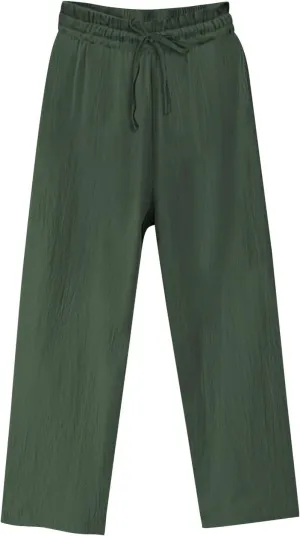 Oplxuo Women's Cotton Linen Pants Casual Straight Wide Leg Elastic Waist Drawstring Trousers Beach Summer Pants with Pockets