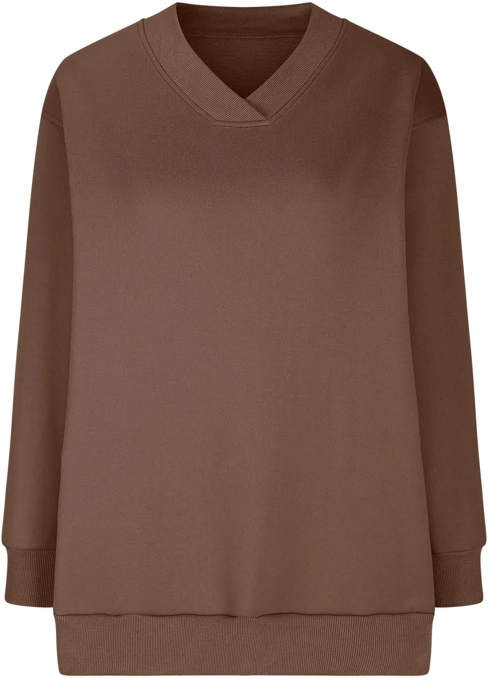 Oversized Fleece Sweatshirts For Women Trendy 2024 Long Sleeve v Neck Pullover Tops Casual Loose Solid Fall Clothes